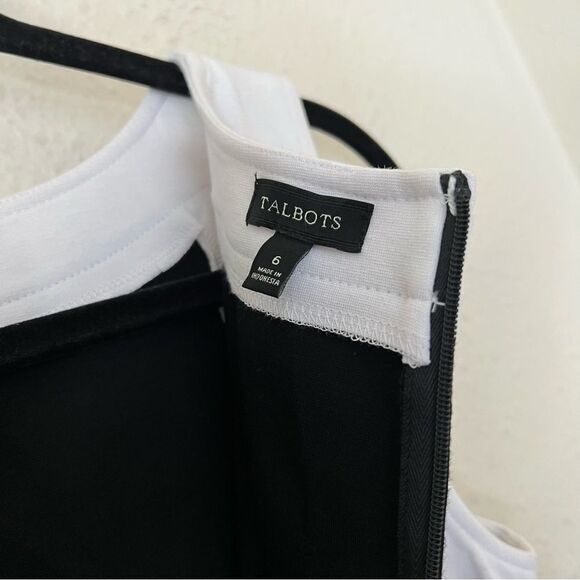 Talbots Ponte Knit Sleeveless Sheath Dress Black and White Size 6 - Picture 4 of 8
